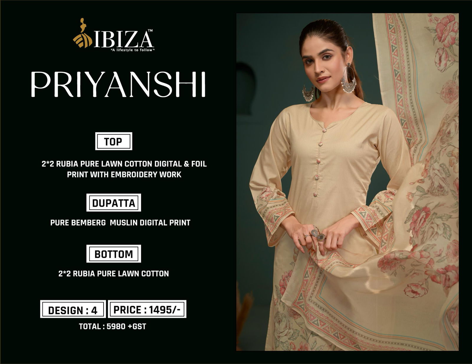 Priyanshi By Ibiza Lawn Cotton Printed Salwar Kameez Wholesale Price In Surat